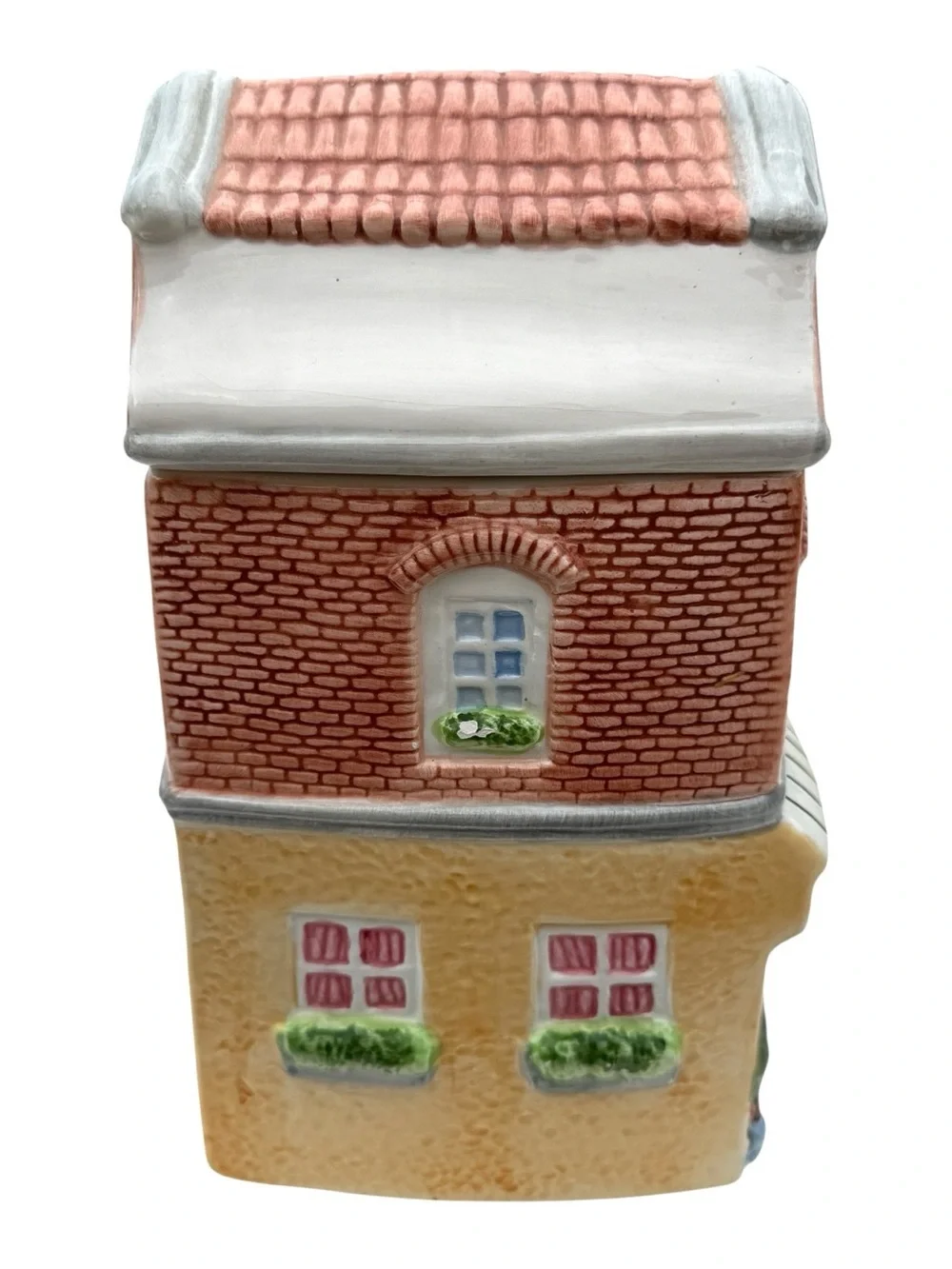 Vintage Ceramic Bakery Cookie Jar Village House Canister Cottagecore Kitchen 10”